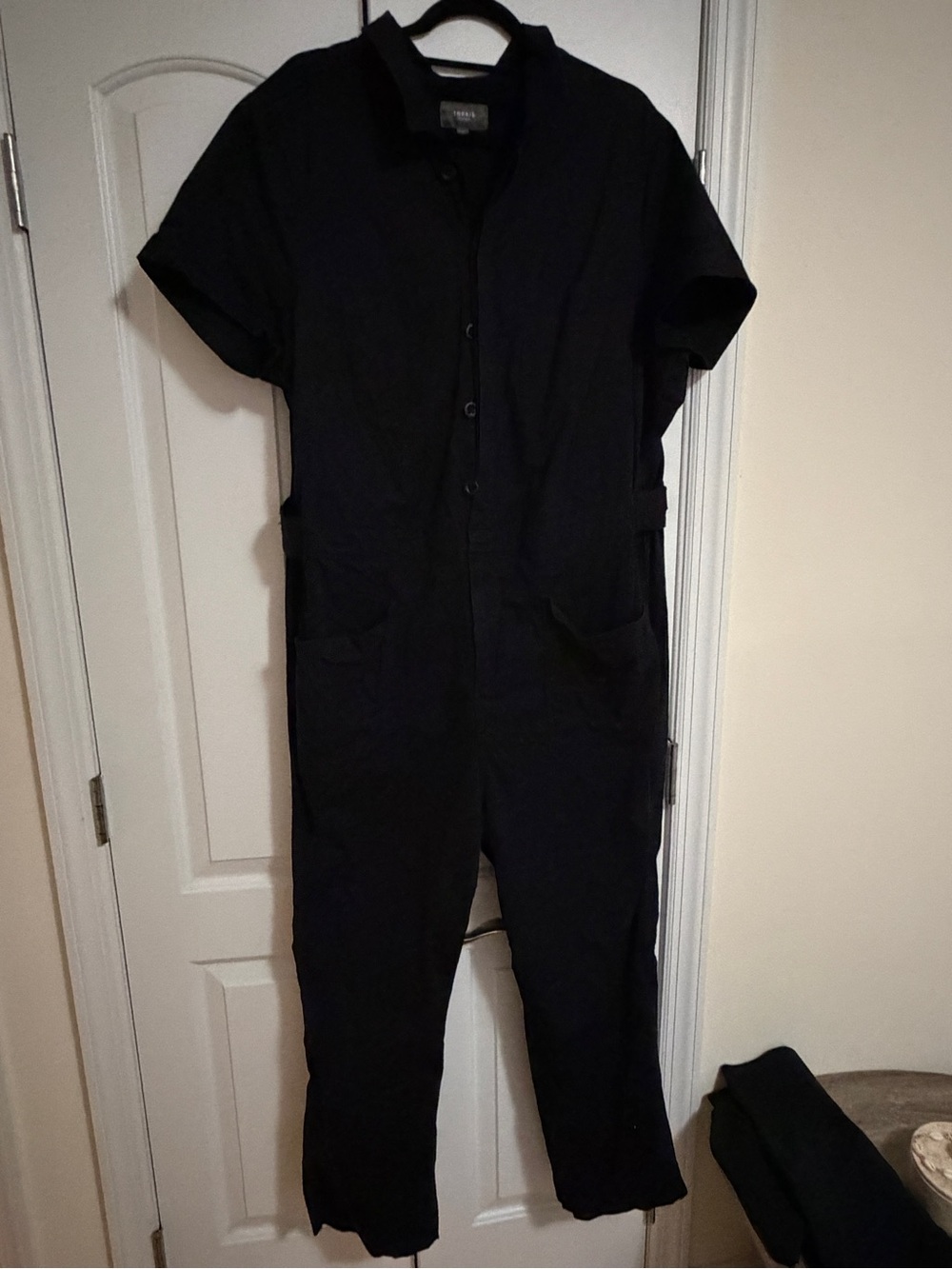 torrid Black Short-Sleeve Button-Front Utility Jumpsuit